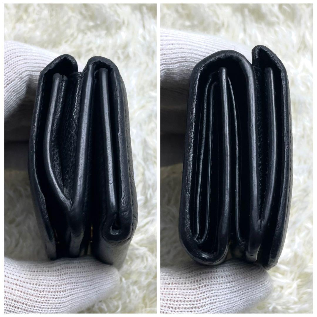 付属品完備 バレンシアガ エブリデイ 三つ折り財布 コンパクト シボ皮 ブラック