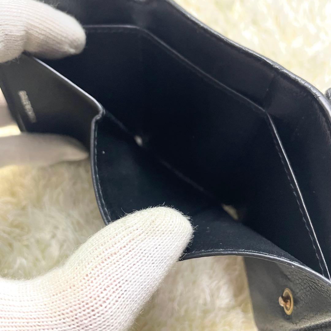 付属品完備 バレンシアガ エブリデイ 三つ折り財布 コンパクト シボ皮 ブラック