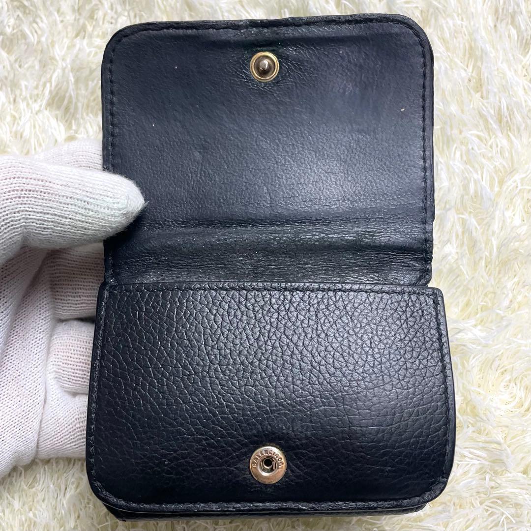 付属品完備 バレンシアガ エブリデイ 三つ折り財布 コンパクト シボ皮 ブラック