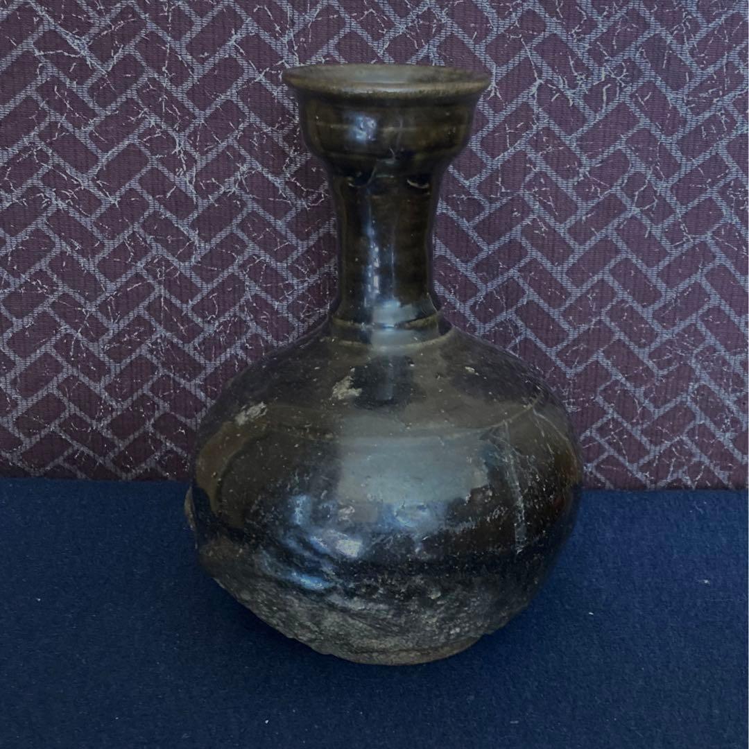 李朝期　　黒釉李朝徳利　李朝時代