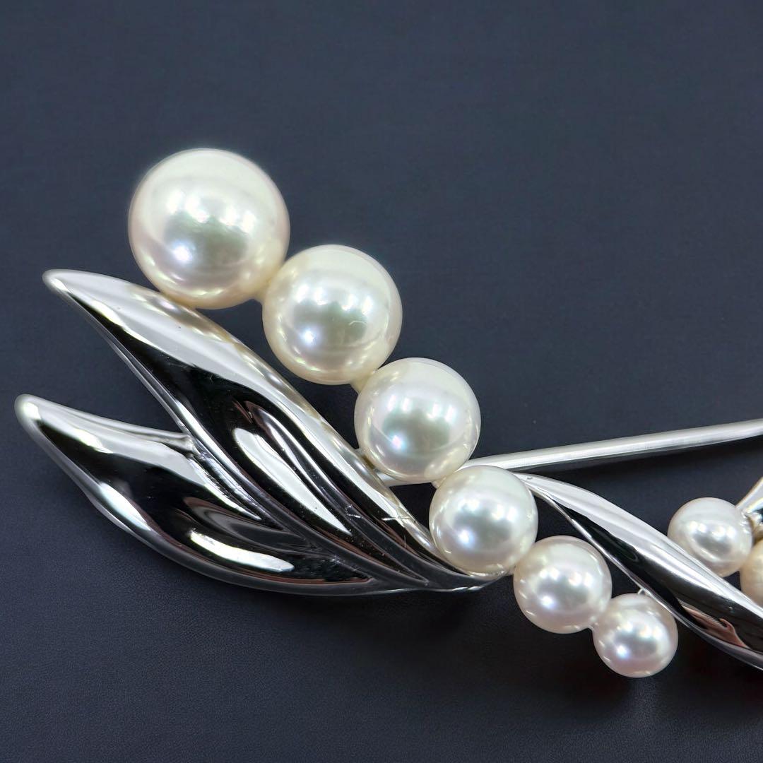 【極美品】ミキモト　アコヤ　本真珠　パール　ブローチ　シルバー　コサージュ