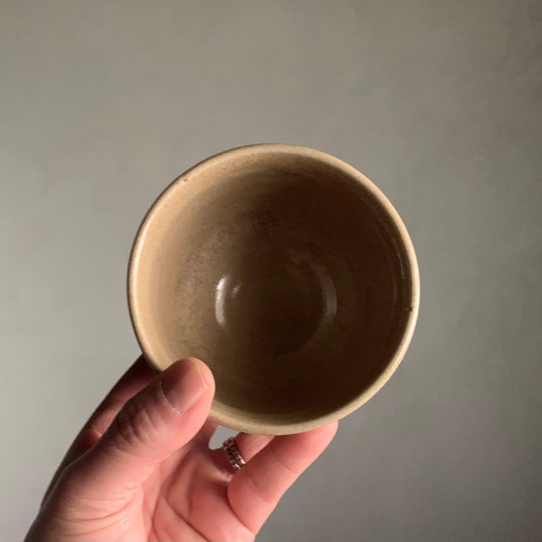 灰釉 筒茶碗 茶道具 古道具 アンティーク 茶碗