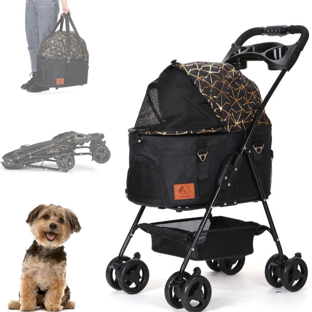 分離式 ペットカート 4輪360°回転 折りたたみ 犬用ベビーカー 猫犬兼 軽量
