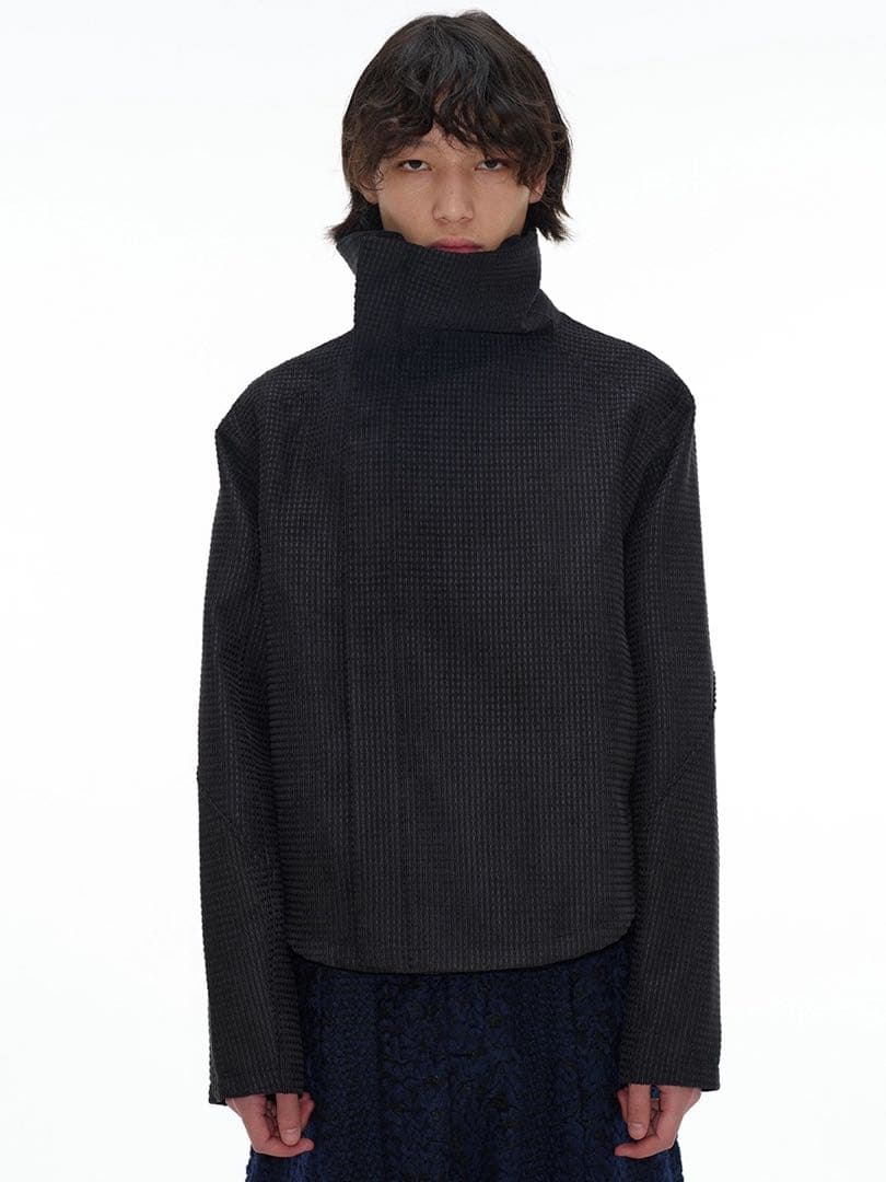 ジャケット・アウター JCAESAR Black Checked Zipper-Jacket