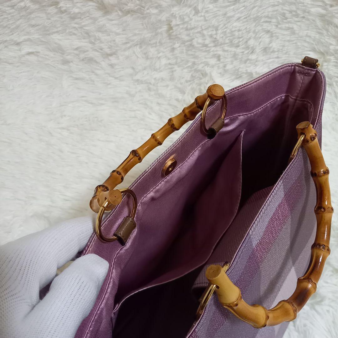 ブルーレーベルクレストブリッジ　２wayハンドバッグ　バンブー　チェック