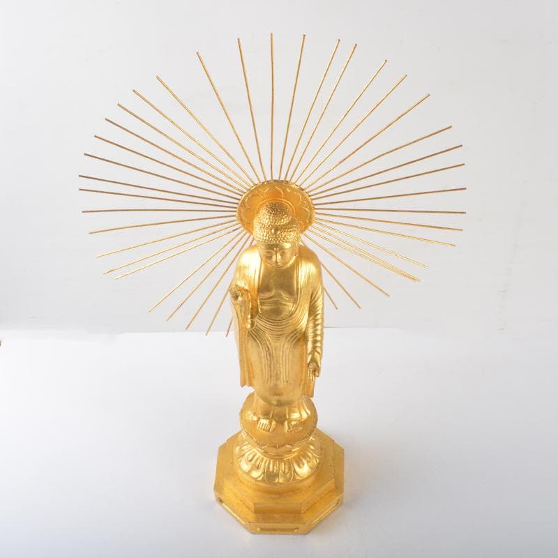 仏教美術　古銅鍍金　釈迦如来立像　仏像　V　5072A