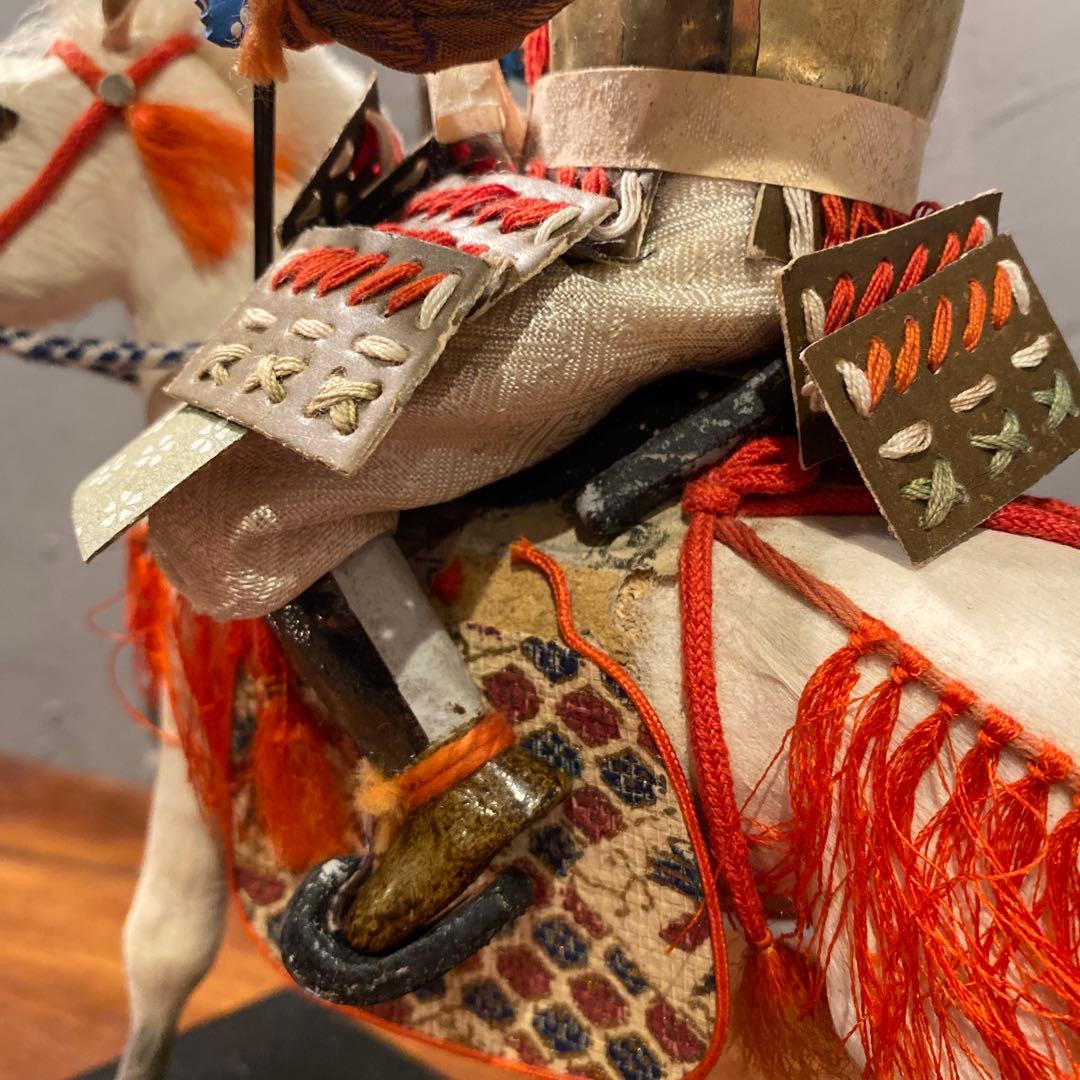 昭和初期 竹製 馬乗桃太郎 人形 共箱付き 骨董品 コレクション 川井一男