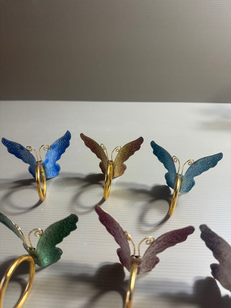 1563 金属工芸　蝶　飾物　6客