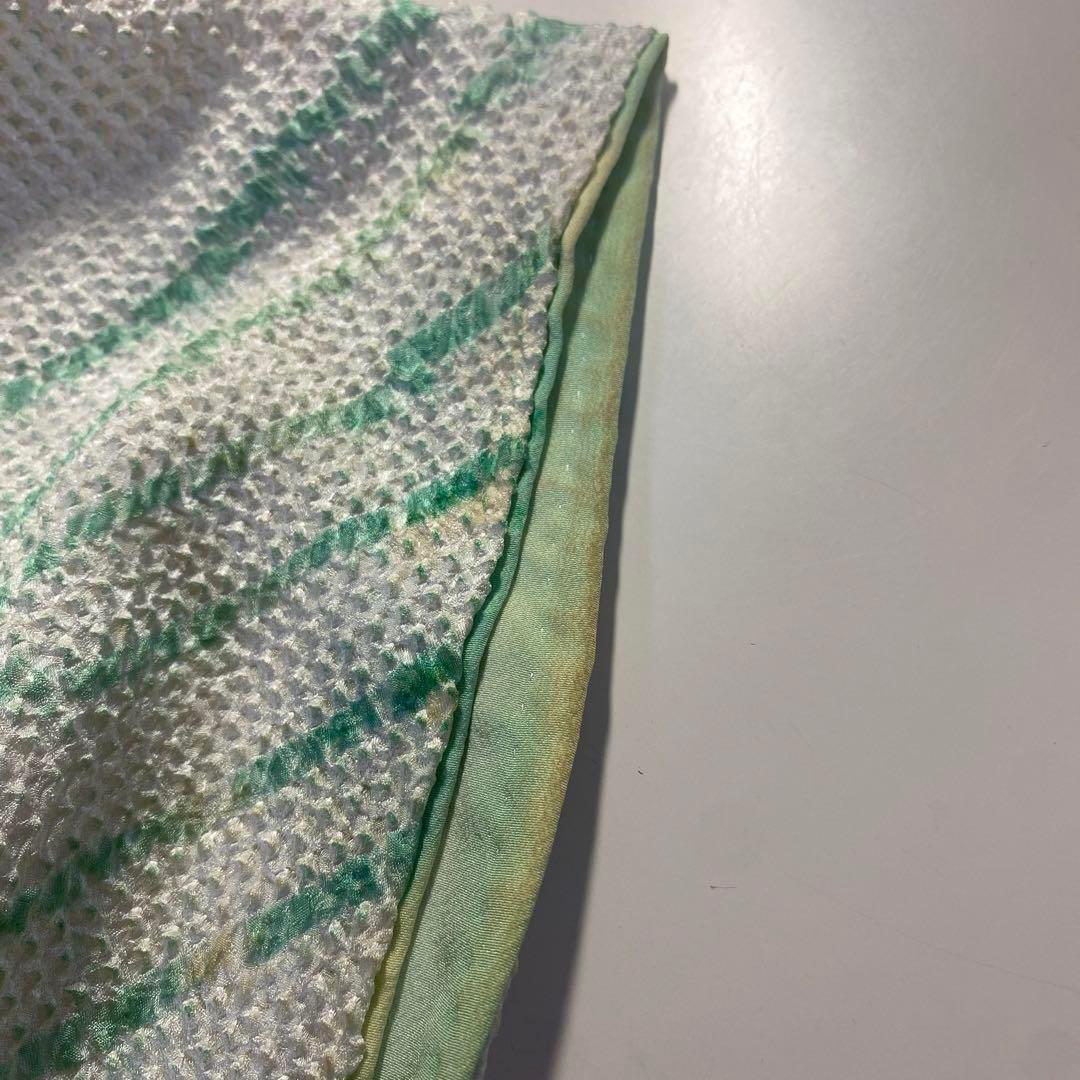 4k2103 振袖　正絹　袷　藤娘きぬたや　総絞り　刺繍　緑　白　赤　金色　花柄