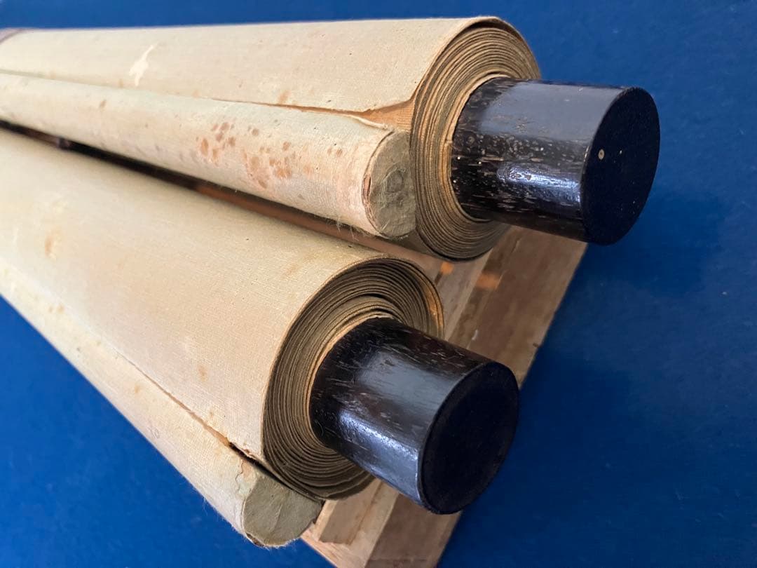 福田半香　山水図　絹本　双幅　掛軸　識箱（渡辺崋山／崋山十哲）