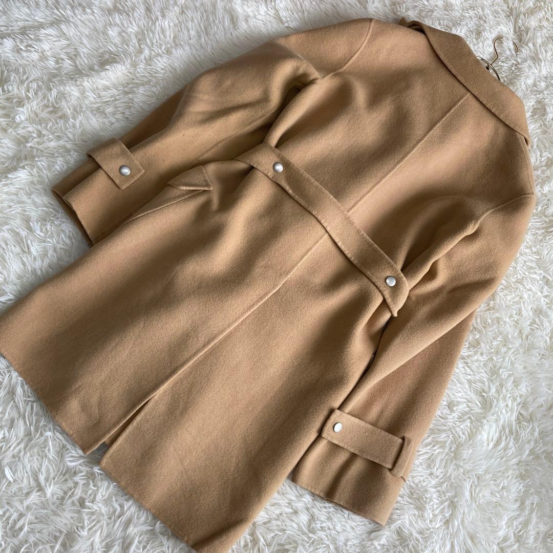 DKNY ウールコート キャメル 6 キレイめ アンゴラ 大人 ベルト付き