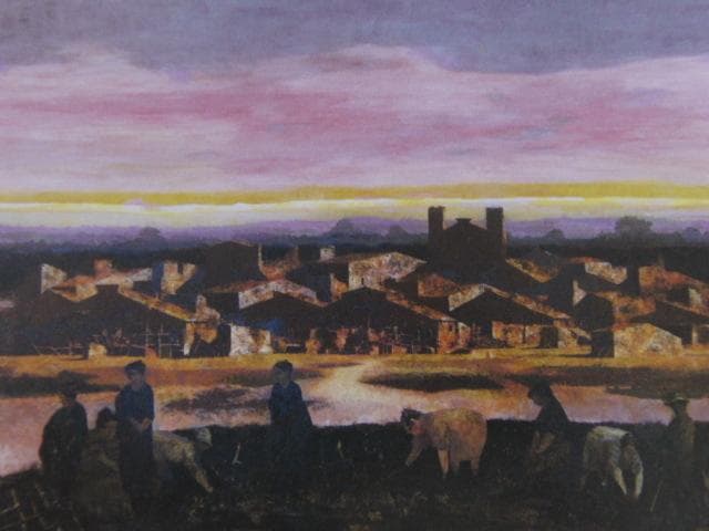 井上秀樹、【地平の朝】、希少な額装用画集より、新品額装付