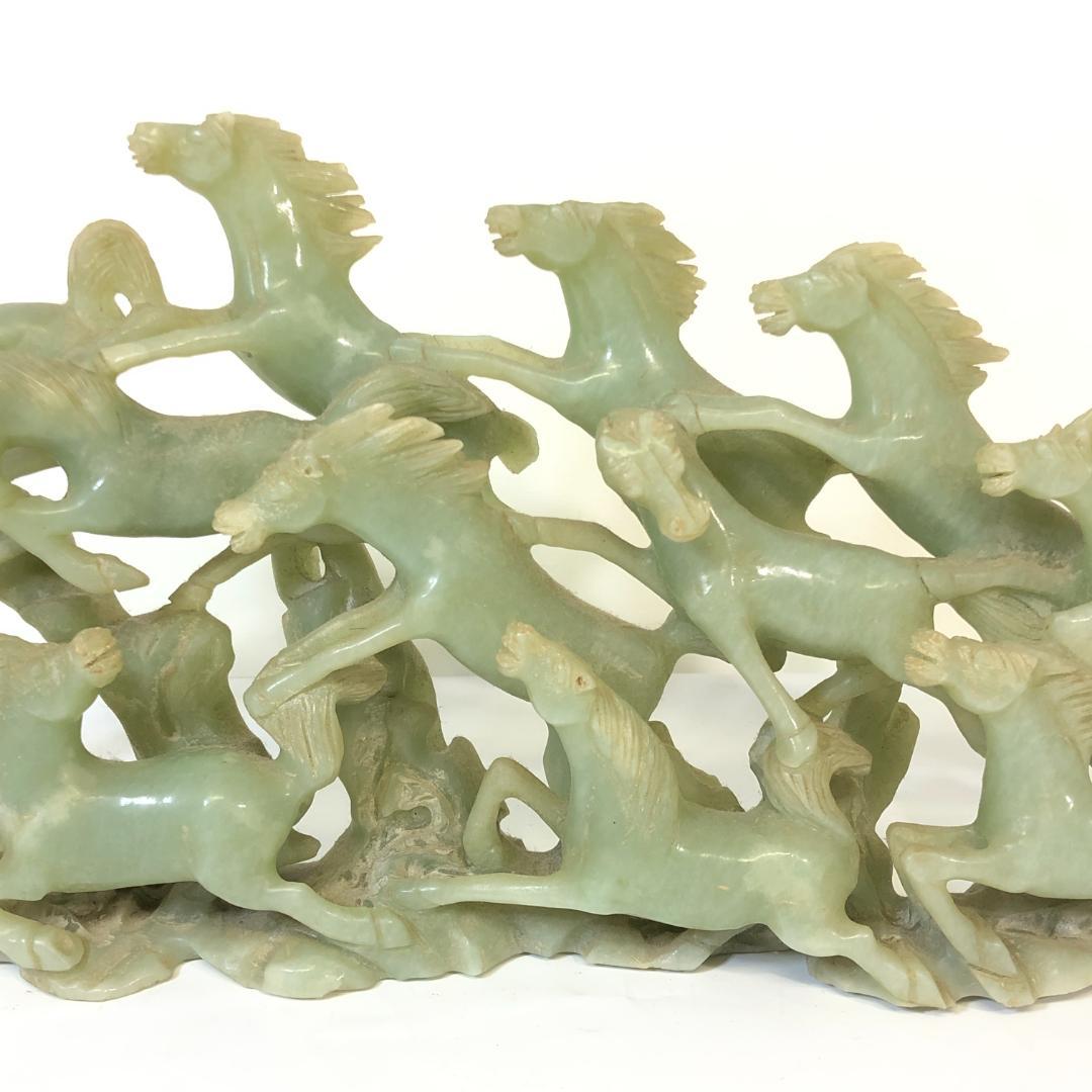 翡翠 馬 置物 12頭 中国美術 彫刻 ジャンク品