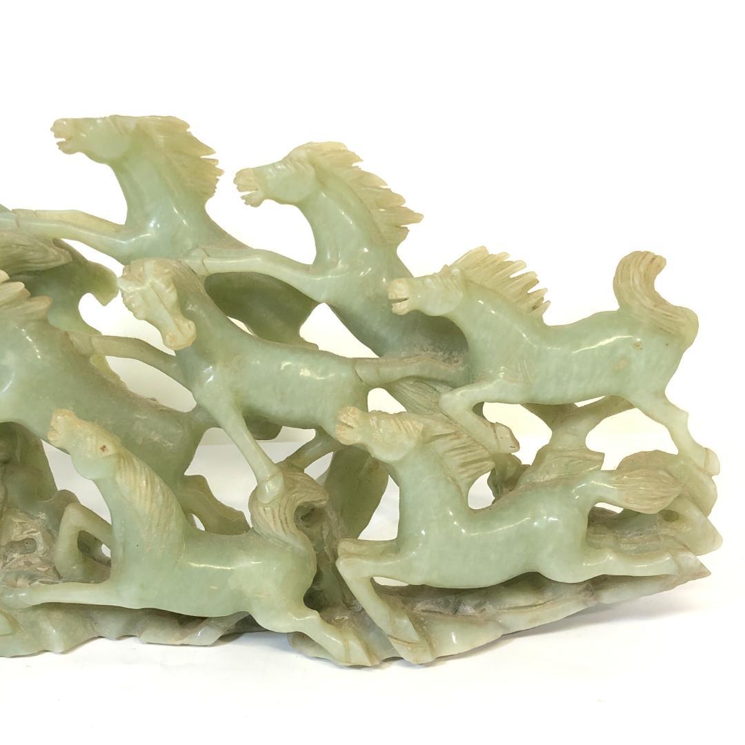 翡翠 馬 置物 12頭 中国美術 彫刻 ジャンク品
