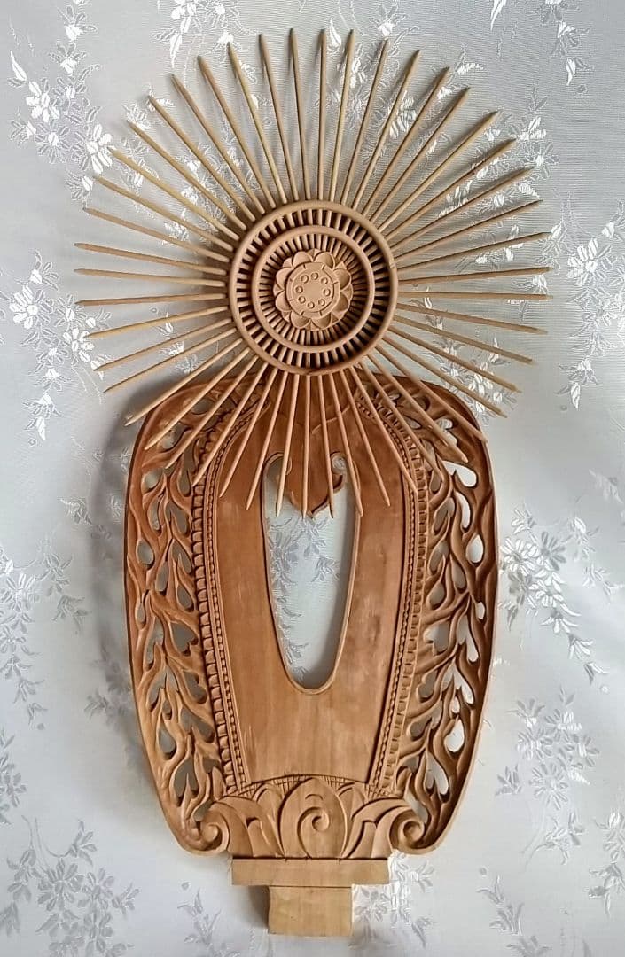 光背のみ#553 立像6.0寸用 放射光 火焔 透し彫◆白檀 木彫 仏像付属品