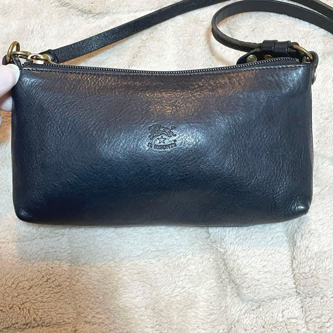 極美品✨イルビゾンテ 現行タグ ショルダーバッグ サコッシュ レザー ブラック