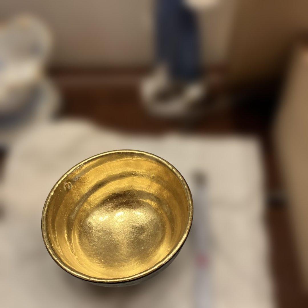 嶋台茶碗（島台茶碗）　佐々木昭楽作　金銀一双茶碗　未使用