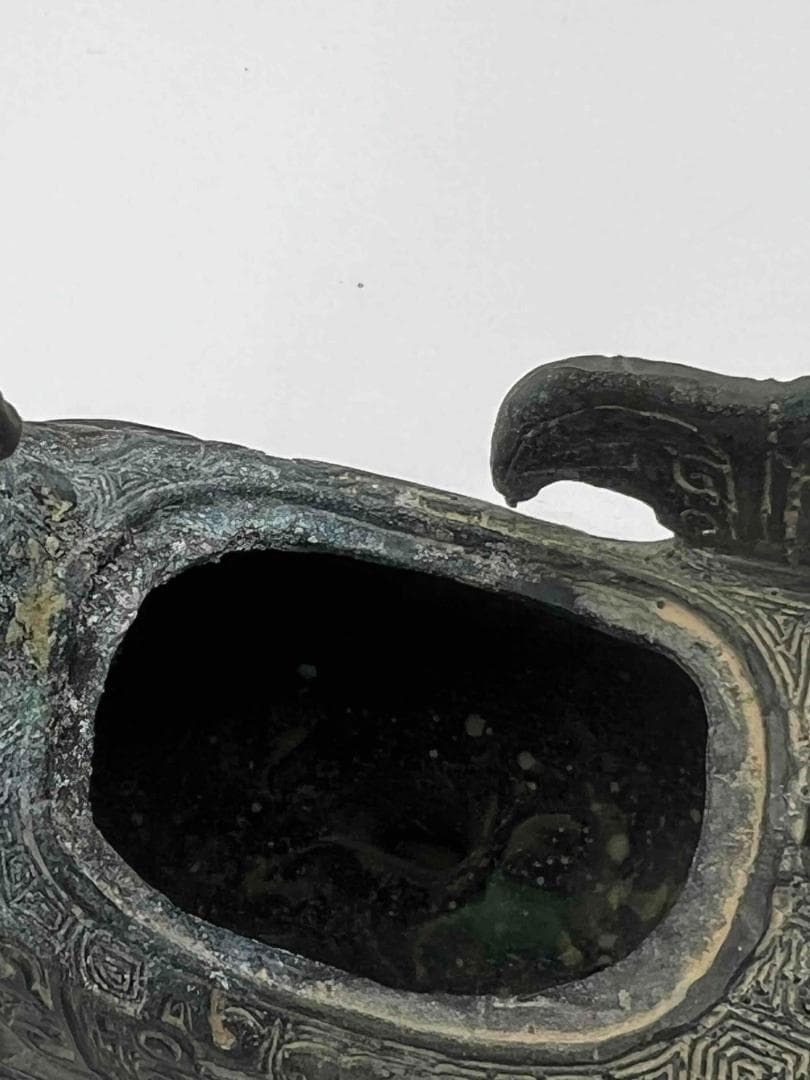 明時代 巴蜀青銅鳥型置物 鳥型蓋付き　ブロンズ 極最工　古置物　(A-38)