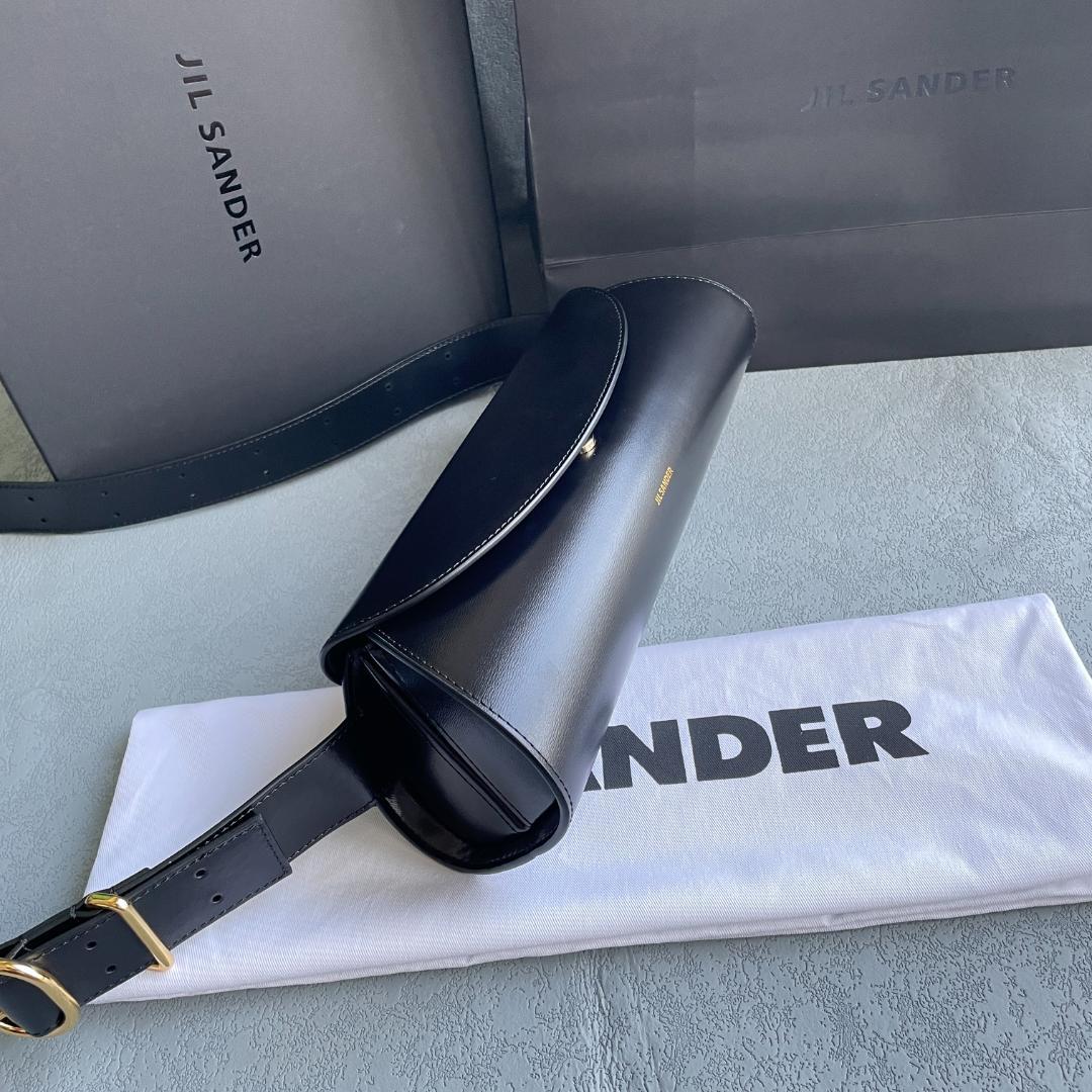 美品JIL SANDERブラックレザーショルダーバッグ