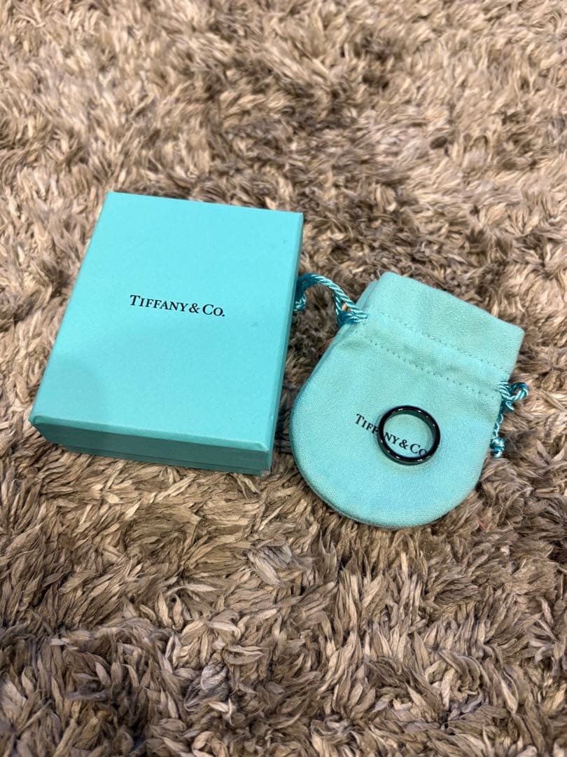 超美品☆ティファニー リング ナロー/1837 チタン ブラック