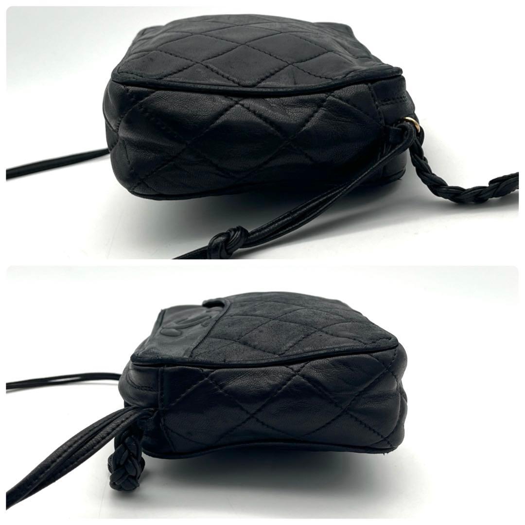 【美品】シャネル　ラムスキン　マトラッセ　ココマーク　ブラック　ショルダーバッグ