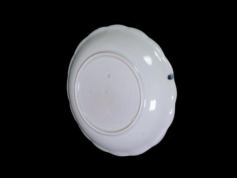 古伊万里　染付　海老に三枡紋の図　市川海老蔵　7寸皿　D813AS-CQb