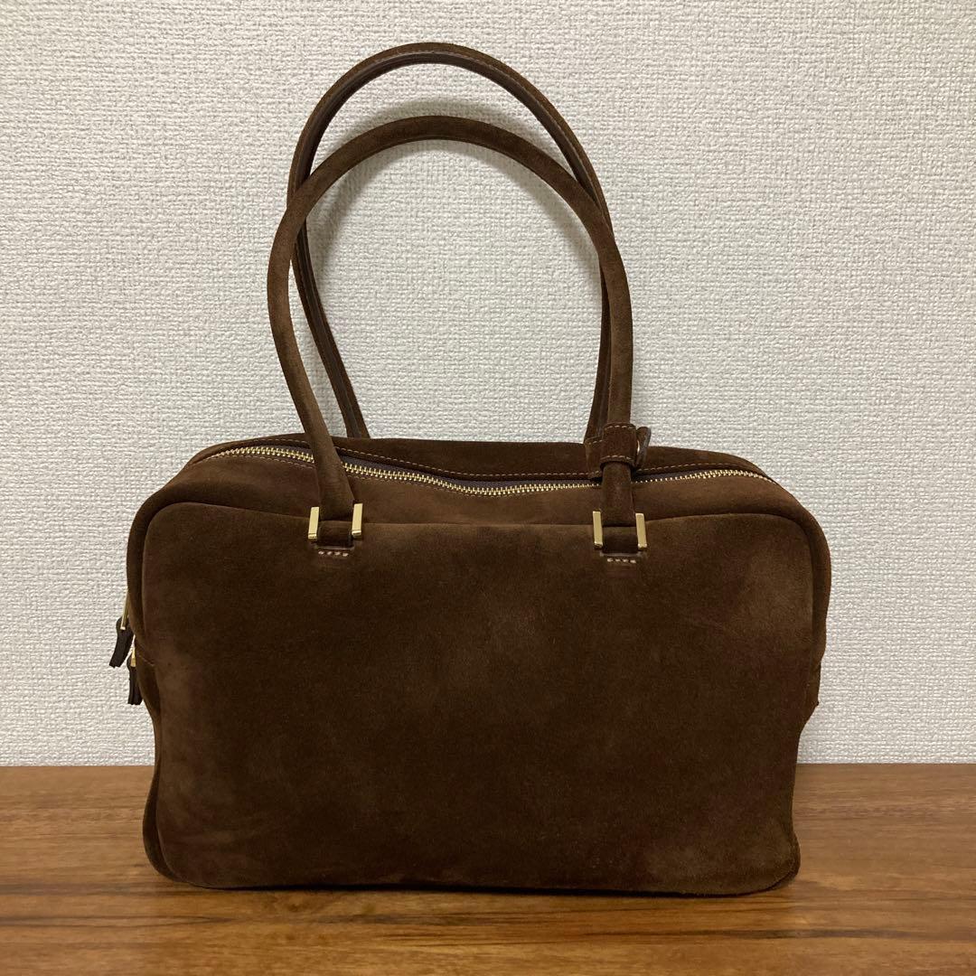 マニュエルミラノ ダークブラウン スエード ハンドバッグ