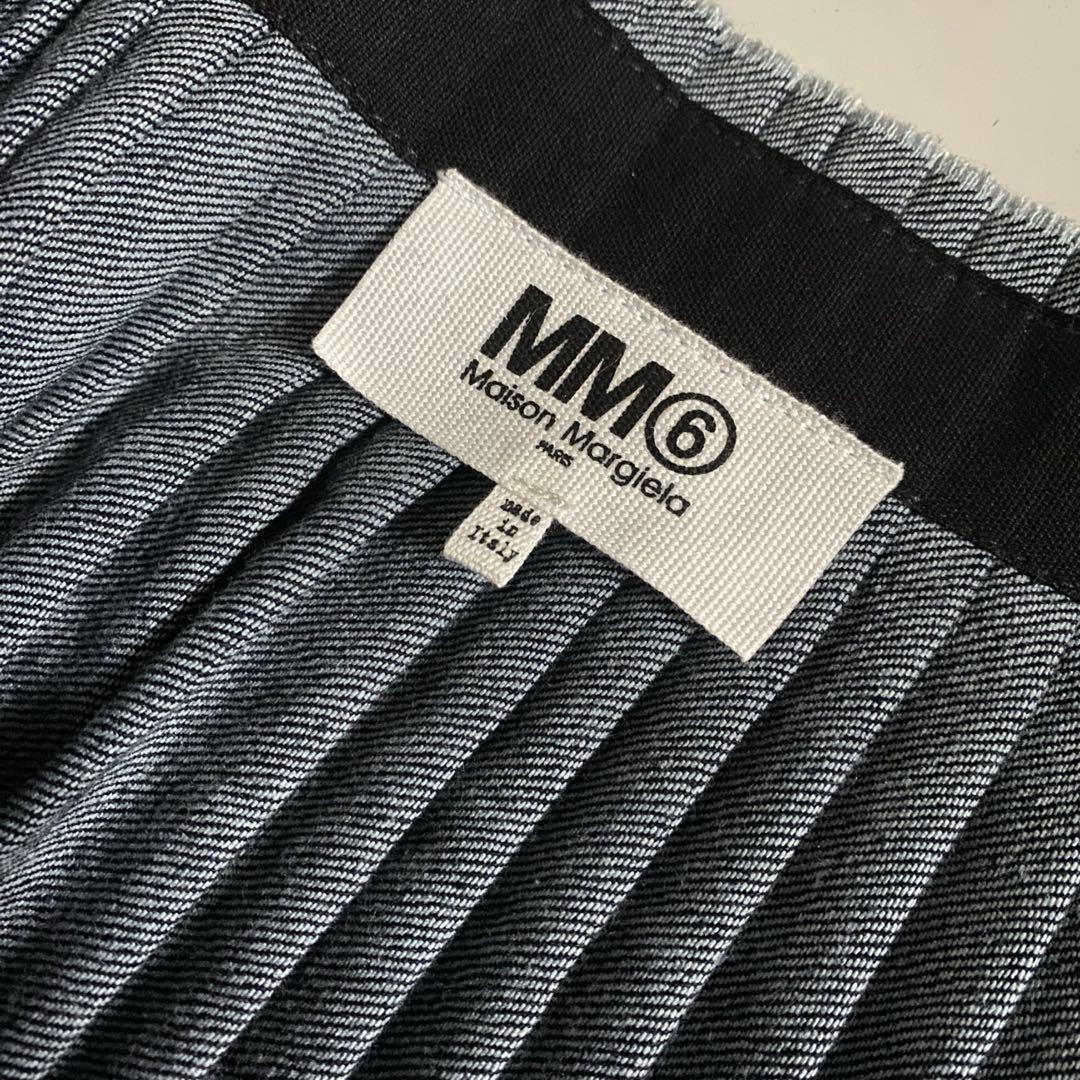 MM6 Maison Margielaデニム風プリーツスカート ひざ丈　36
