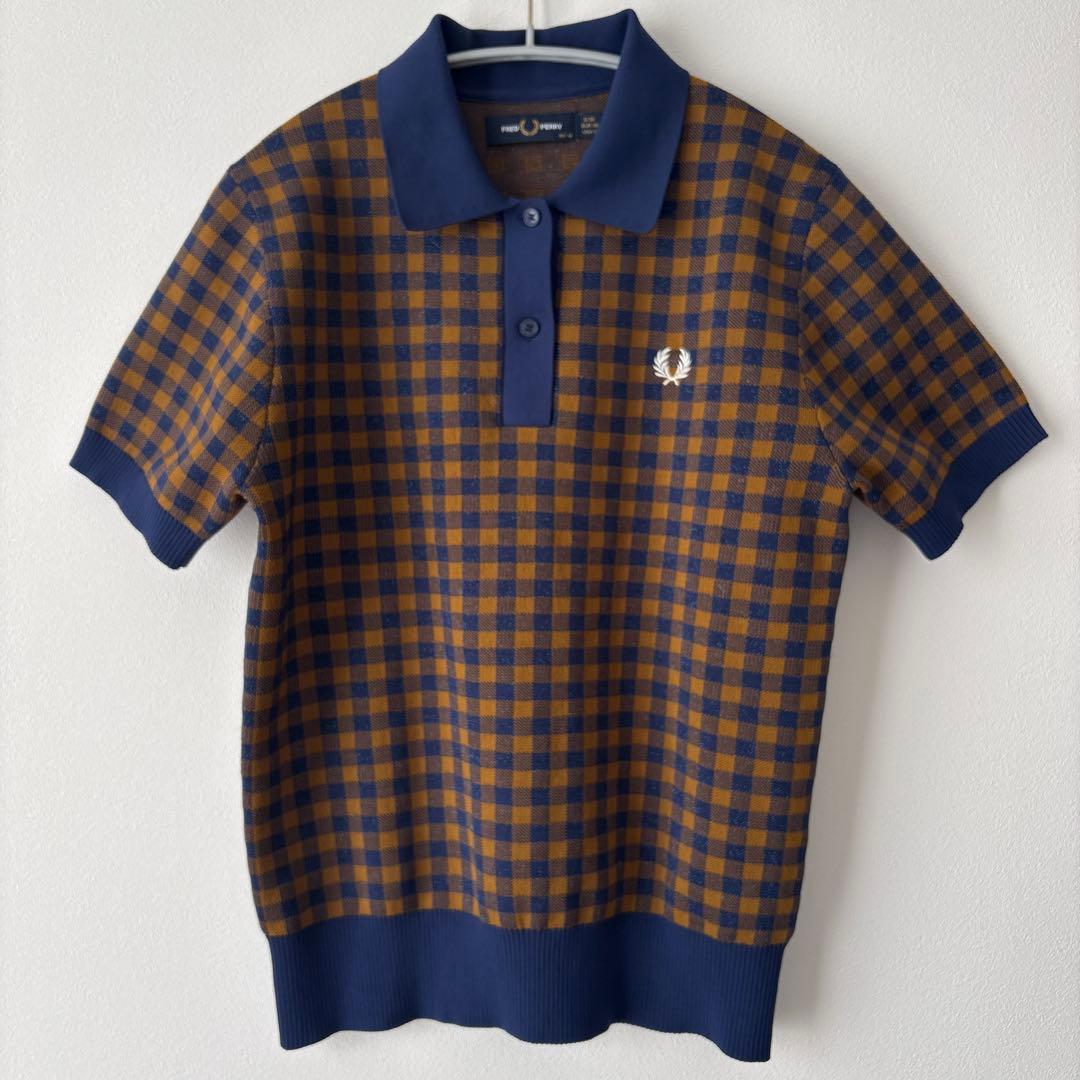 ハ*迎様 【希少】FRED PERRY 半袖　ニット　ポロシャツ チェック レデ