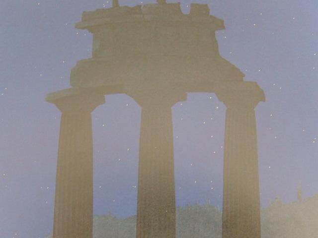 村居正之、【デルフィの星】、希少な額装用画集より、新品額装付、状態良好