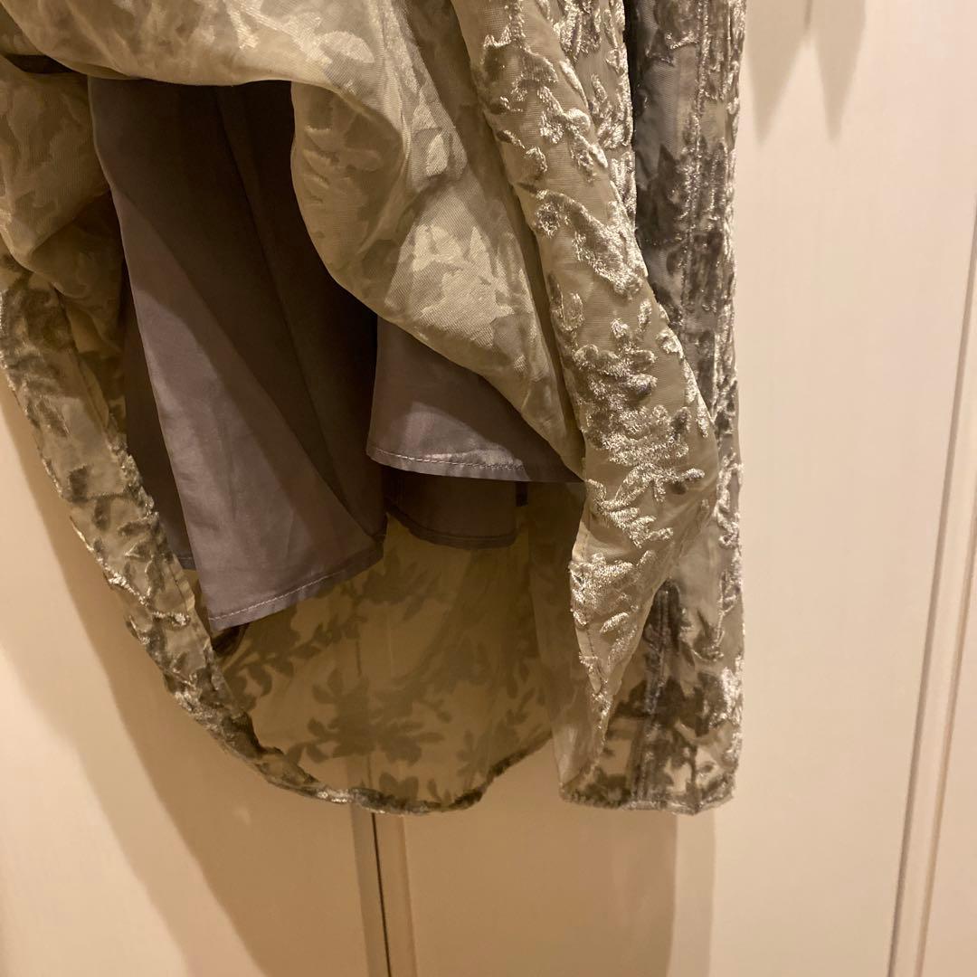 URBANRESEARCH ベロアジャガードVネックワンピース ライトカーキ