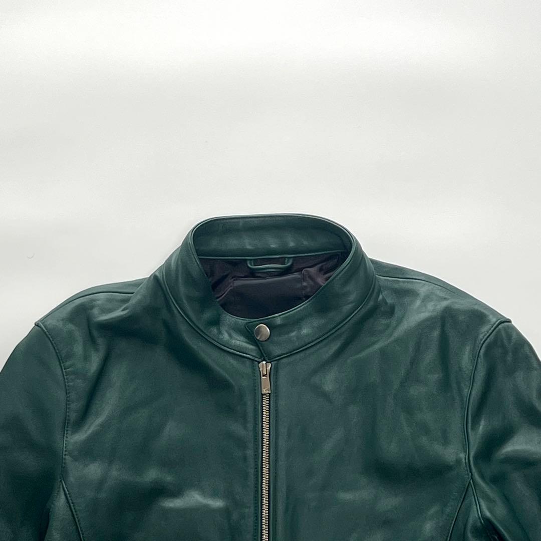 【希少カラー】ジャックローズ　シングルライダースジャケット　ラムレザー　グリーン