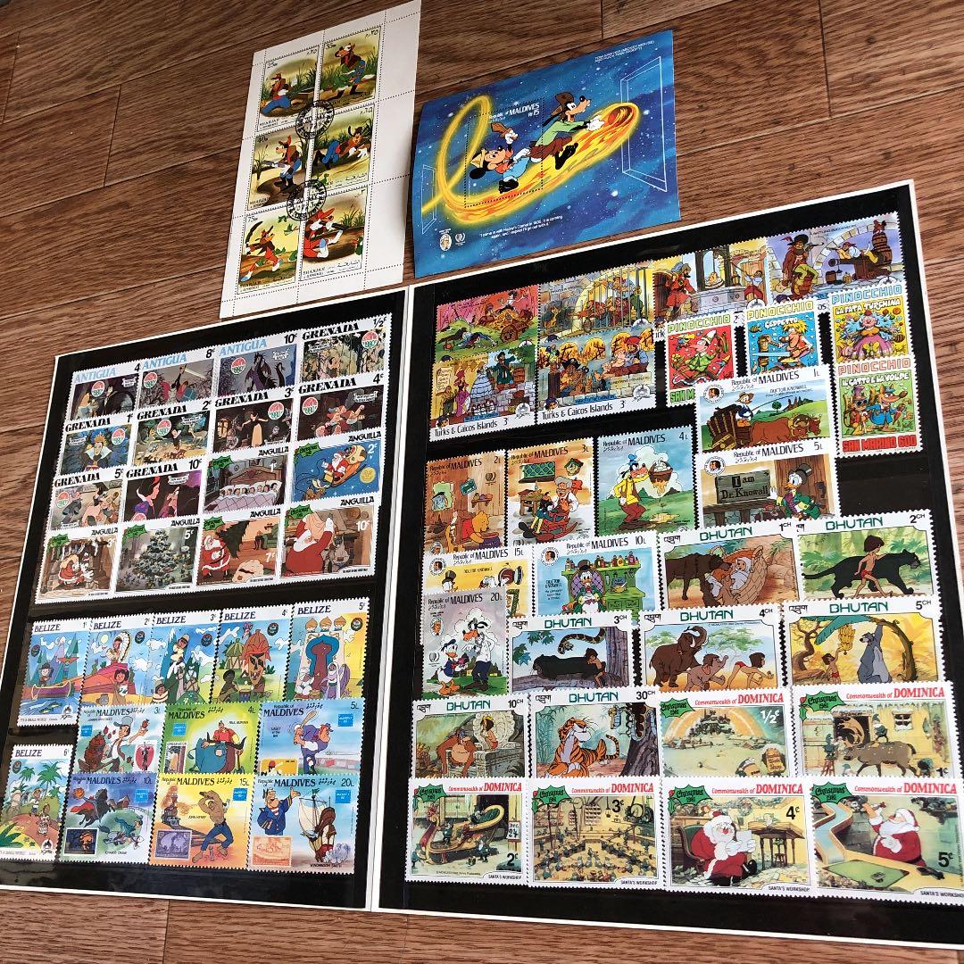 大コレクション！ディズニー切手388種！ストックブック、鑑賞シート収納！楽しい！