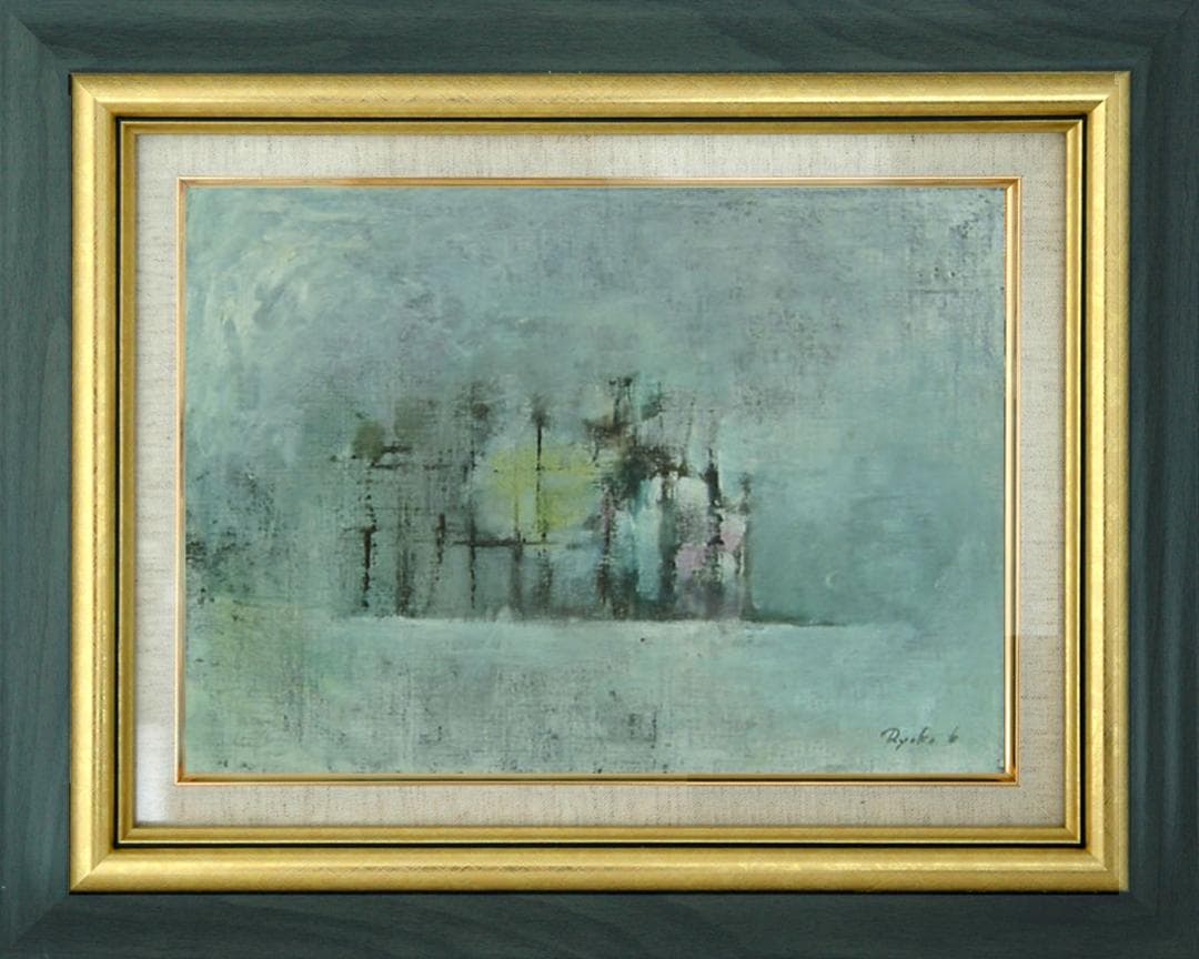 油絵 菅家令子 絵 絵画インテリア F4-272023 風景 雪国のはざ木 新潟