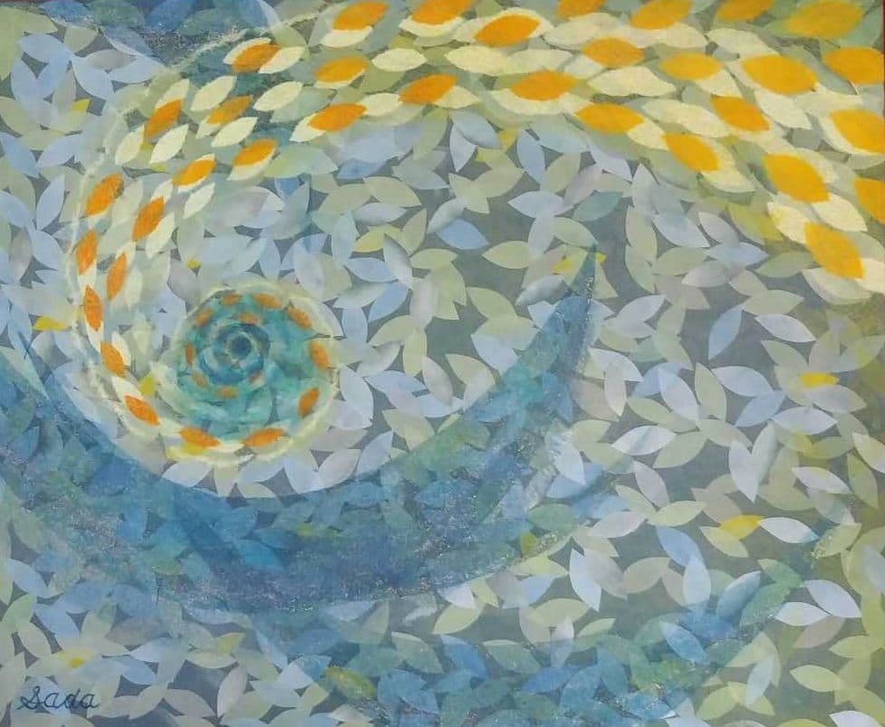 【ちぎり絵】「　動　」　(F20サイズ)　ハンドメイド　暮らしに彩りを