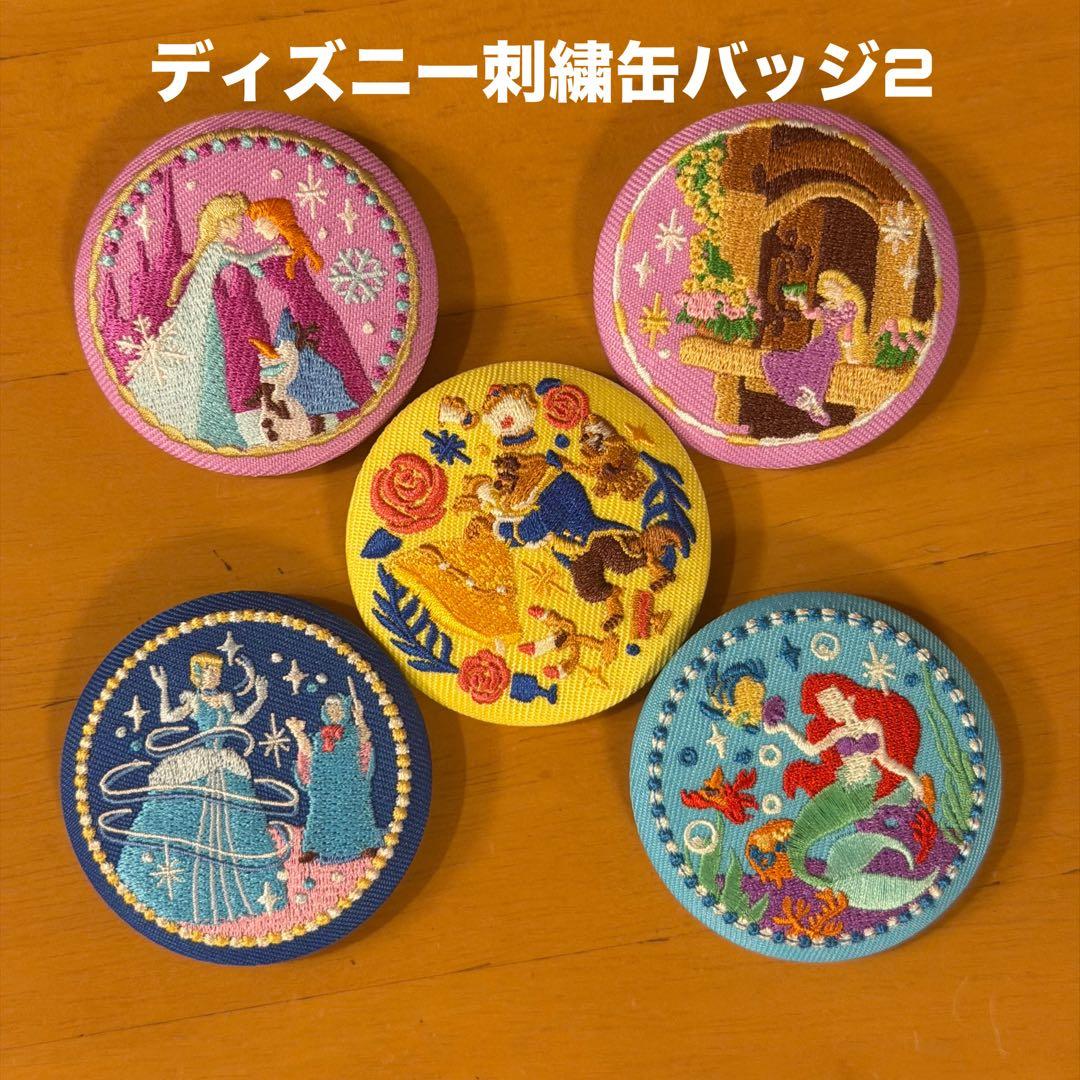ディズニー刺繍缶バッジ　プリンセスセット
