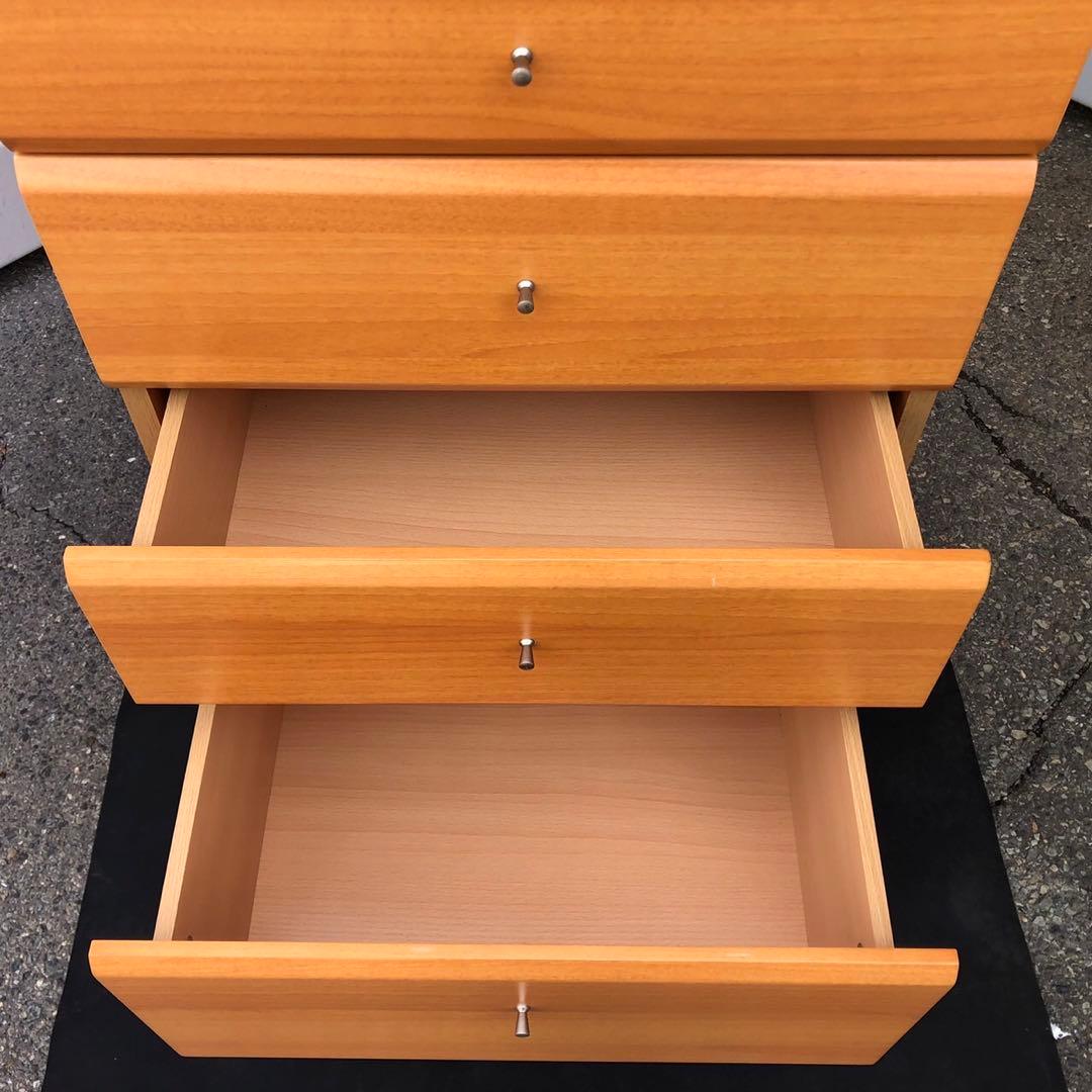 ナチュラルウッド 6段キャビネット ガラス窓付き