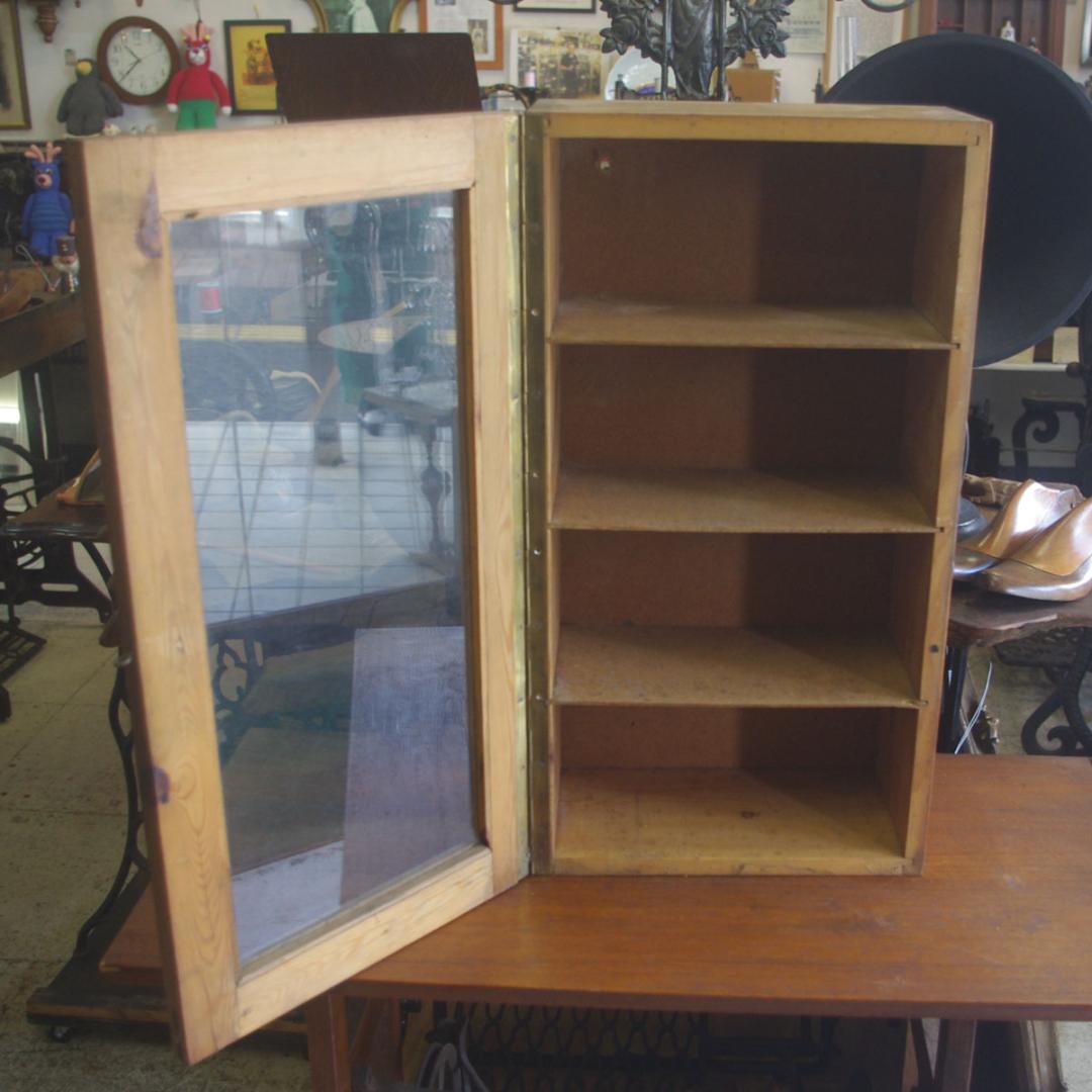 木製ガラスケース 4段 無垢 ドイツ アンティーク ビンテージ Ｚ002