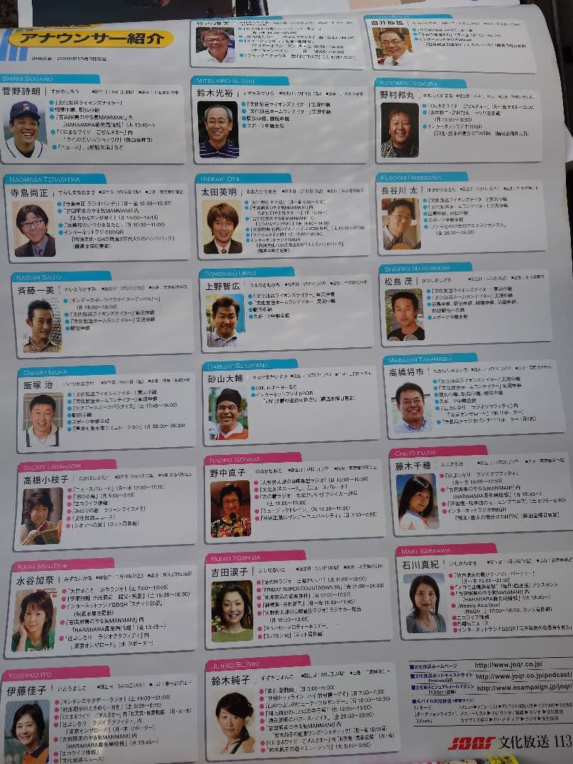 ラジオ文化放送2006年カレンダー未使用品。20年前の逸品。多少シミ有絶望希少