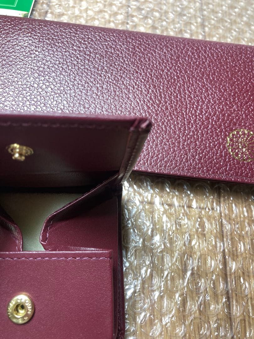 希少色　皇居財布レザー長財布 菊の御紋　ケース 小銭入れ エンジ ボルドー