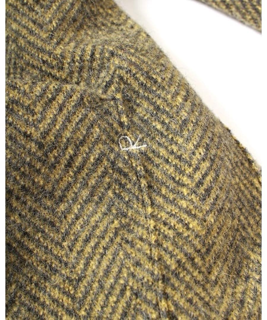 45R★ジェットランドヘリンボンカウチンコート★マスタード×グレー