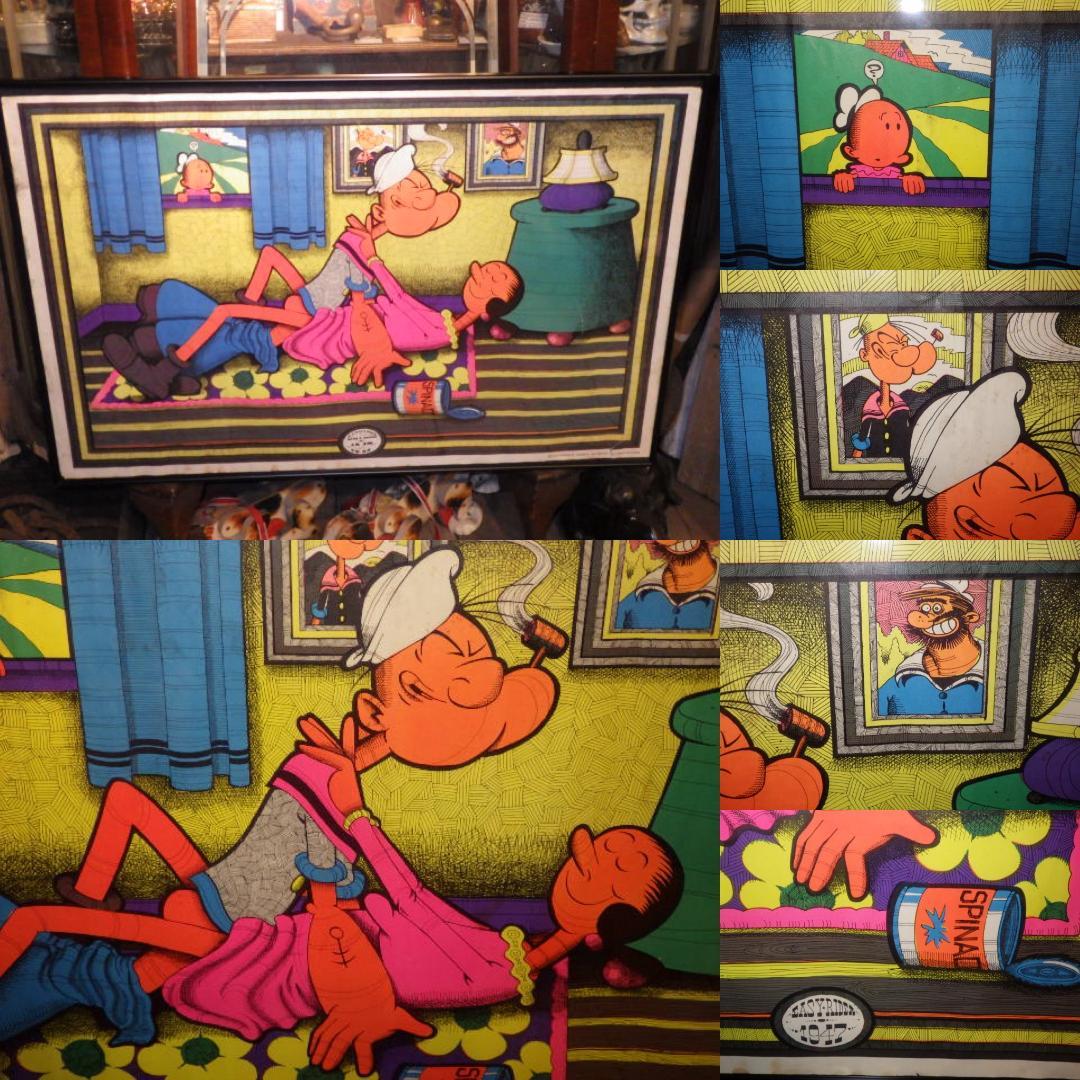 70'S★ポパイ★オリーブ★アート★ブラックライトポスター★ビンテージ★セクシー