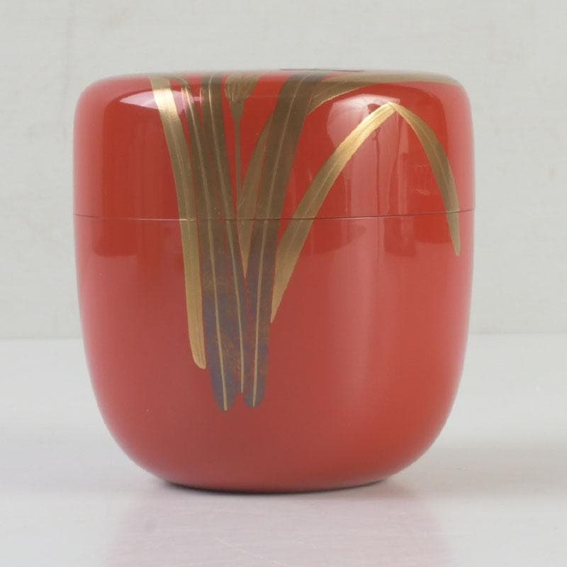 茶道具　山中塗　坂下雄峰作　水仙蒔絵　大棗　共布共箱　M　9654