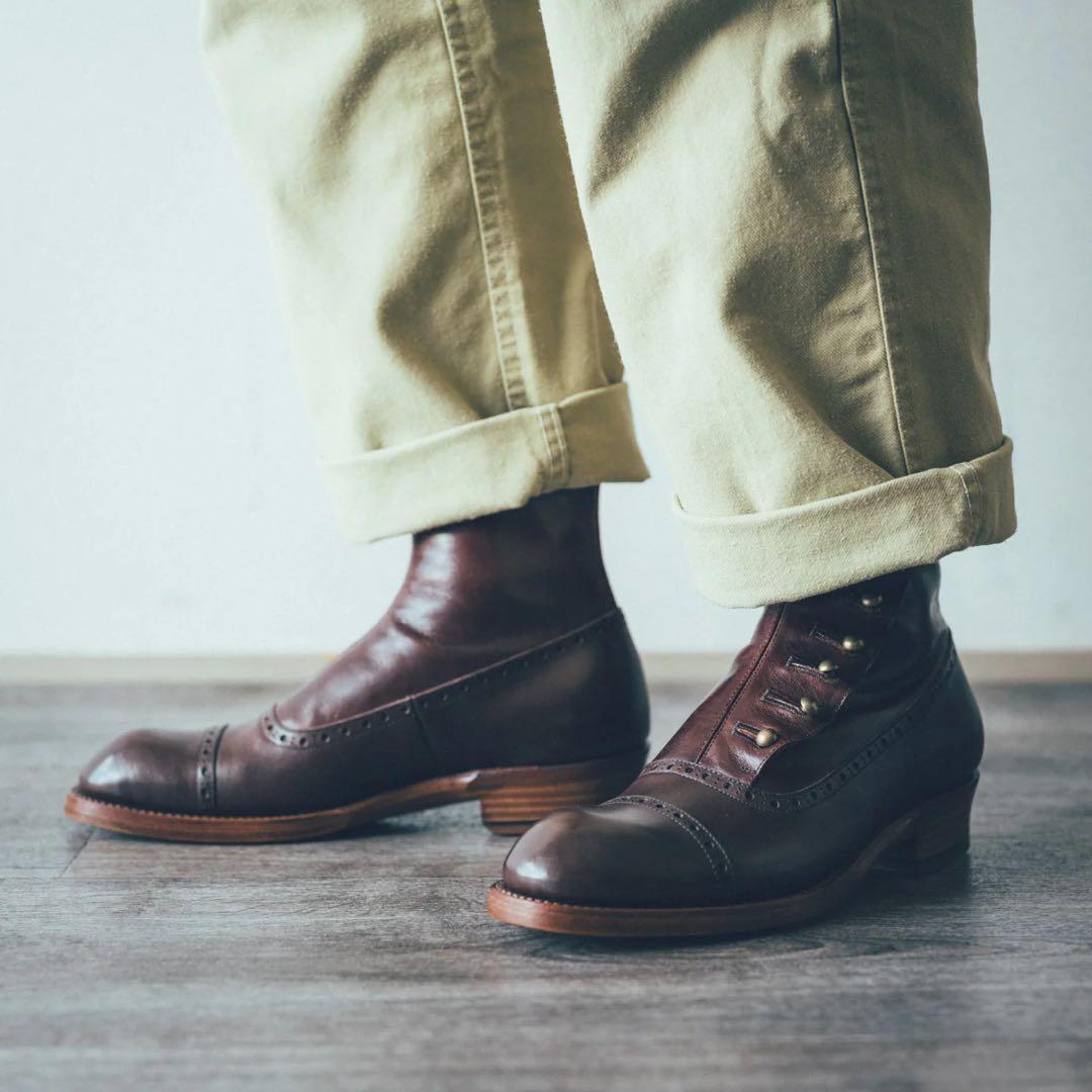 美品　chausser ショセ ボタンブーツ C-7039 25cm ブラウン