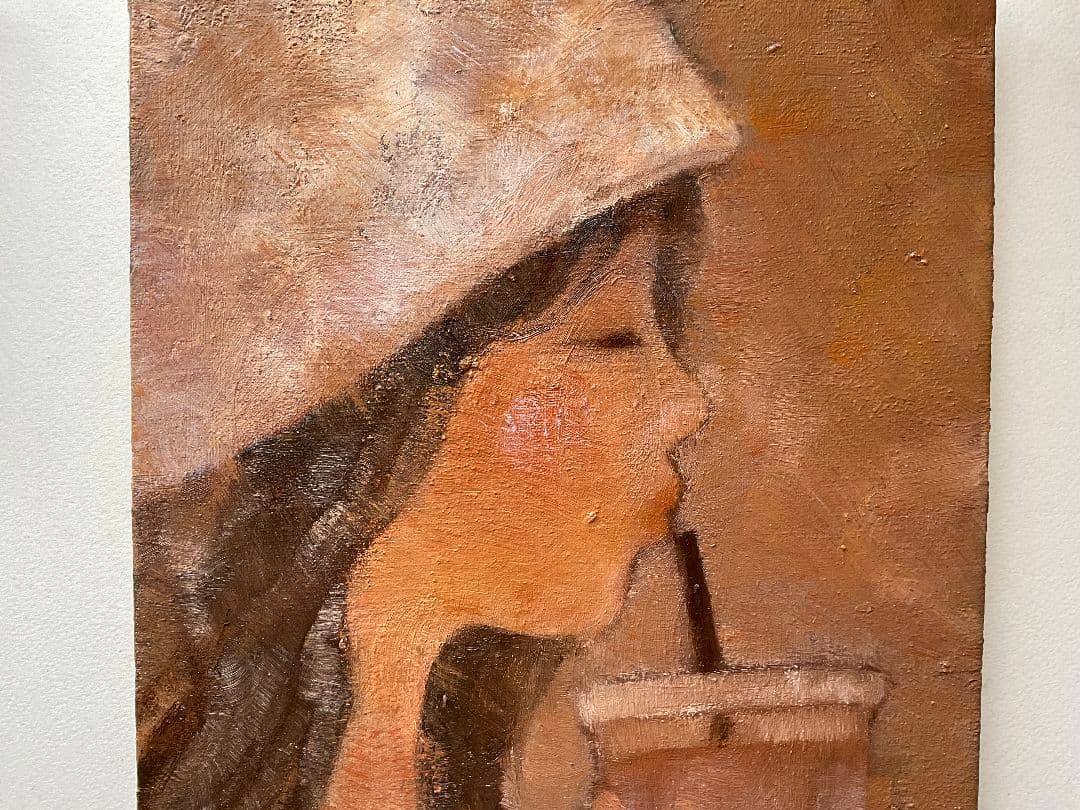 油彩画　アイスカフェラテ
