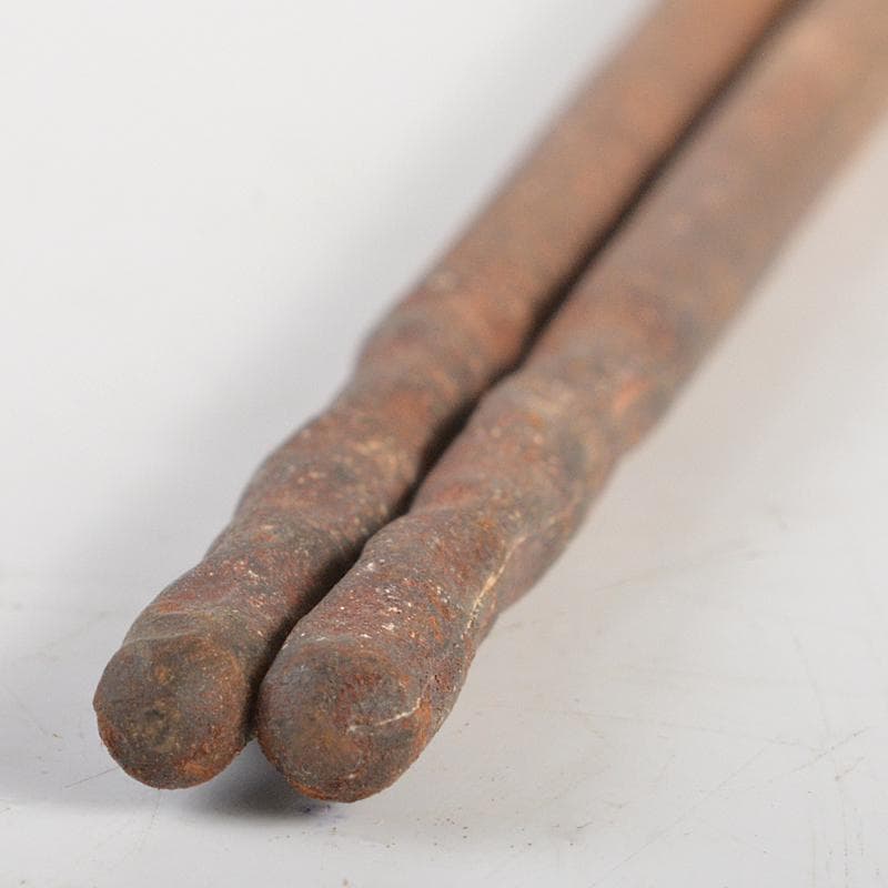 茶道具　釜師　庄司儀兵衛作　鉄製　瓢箪透火箸　共箱　V　R7201