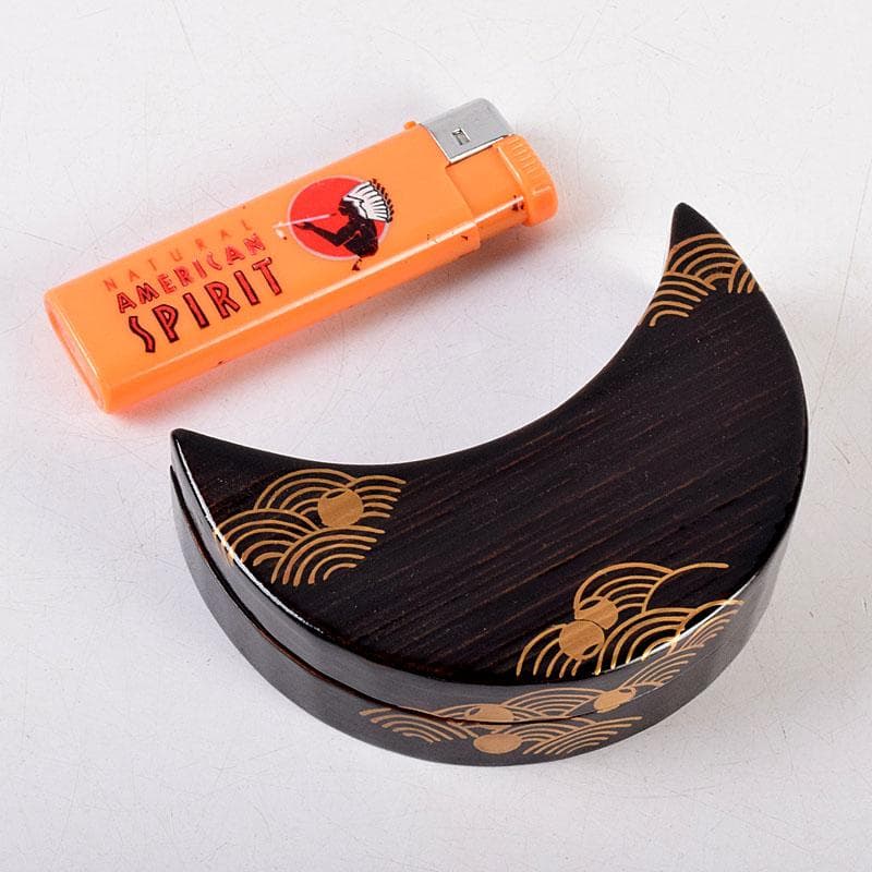 茶道具　道場宗廣作　黒一関塗　惺斉好　青海波壷々　月香合　共箱　Z　8551