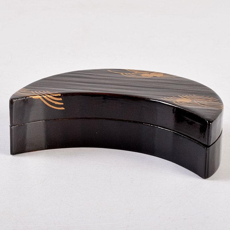 茶道具　道場宗廣作　黒一関塗　惺斉好　青海波壷々　月香合　共箱　Z　8551