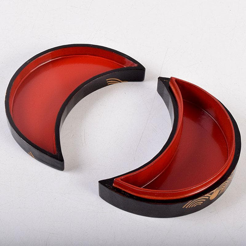 茶道具　道場宗廣作　黒一関塗　惺斉好　青海波壷々　月香合　共箱　Z　8551