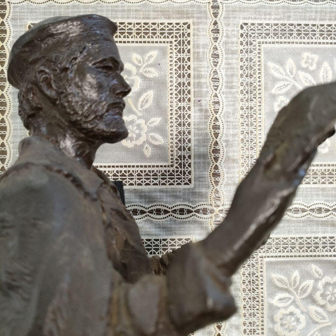 島村俊和作 ブロンズ製ヨハネス・グーテンベルク像 1987年制作 高36.5cm